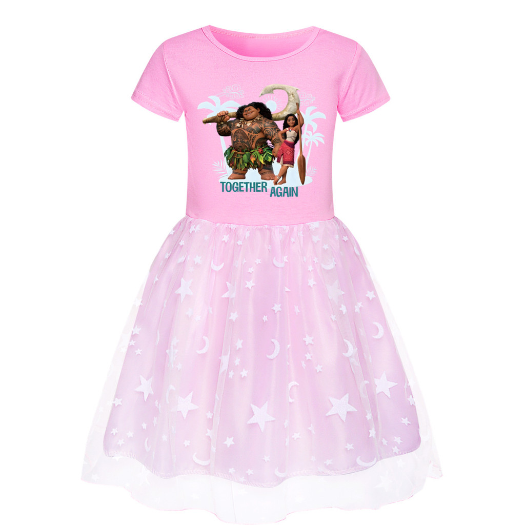 Moana 2 Girl Pink Dress With Print รายละเอียด