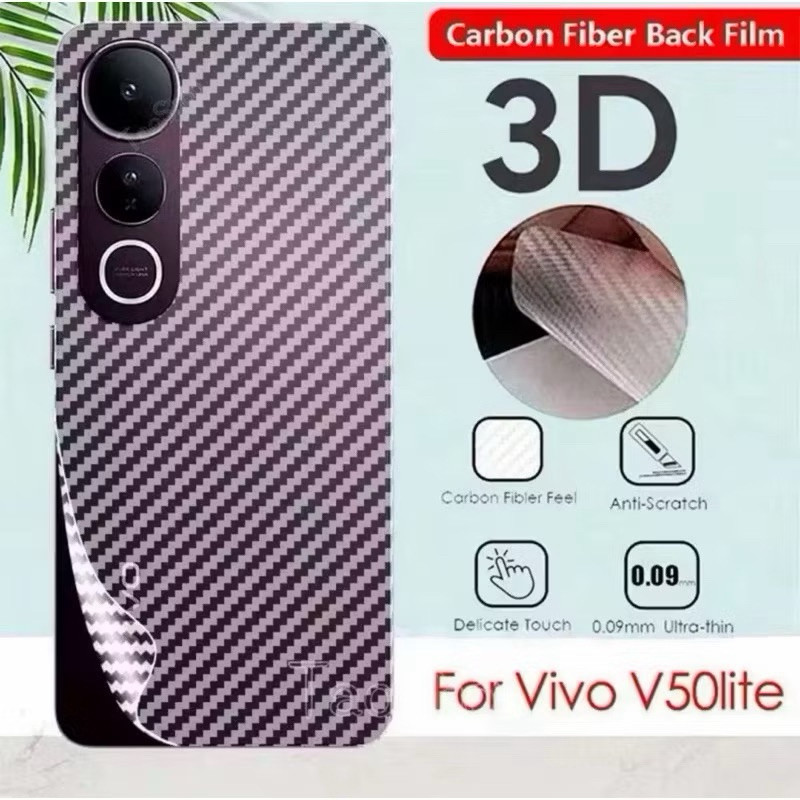ฟิล์มหลังเทพล่า สำหรับ Vivo V50lite V50 V40 V40Pro Y200 Y39 Y29 Y28 Y19S Y04 วีโว่ ฟิล์มกันรอยคาร์บอนไฟเบอร์แบบด้าน