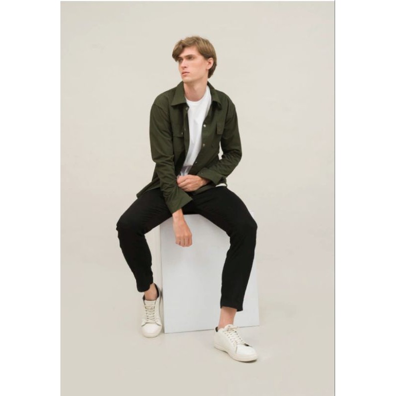 KEMEJA Znine store เสื้อแจ็คเก็ตจัมโบ้กึ่งเสื้อคลุม 3XL 4XL 5XL Trucker Men Baby Canvas - เสื้อจัมโบ