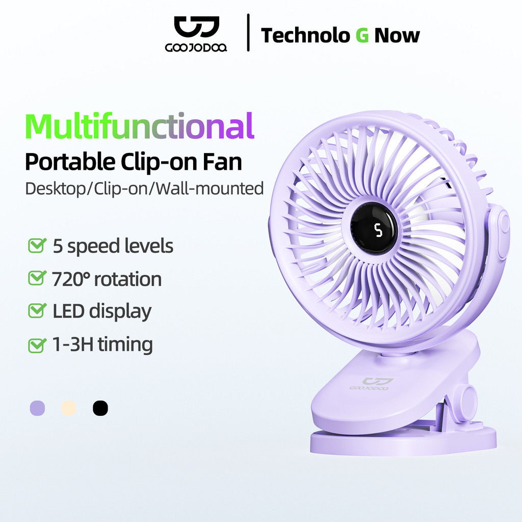GOOJODOQ 3-in-1 Multifunctional Fan Quiet Airflow with 5 Speeds 720-degree All-round Rotation LED Screen & Time Setting