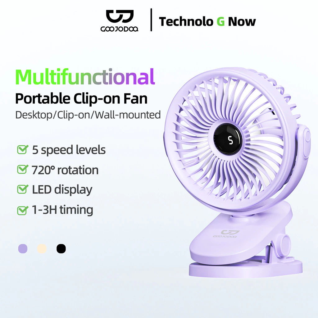 GOOJODOQ 3-in-1 Multifunctional Fan 5 Speeds 720-degree Rotation LED Screen