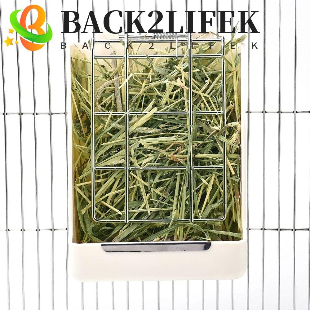 BACK2LIFEK Rabbit Hay Feeder Chinchilla Hamster เครื่องจ่ายอาหารแบบแขวนที่วางหญ้าติดผนังพลาสติก