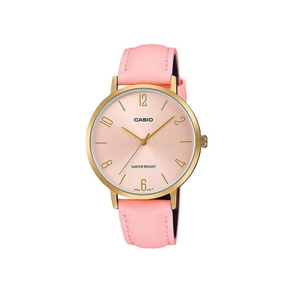 CASIO นาฬิกาข้อมือ CASIO รุ่น LTP-VT01GL-4BUDF สายหนัง สีชมพู
