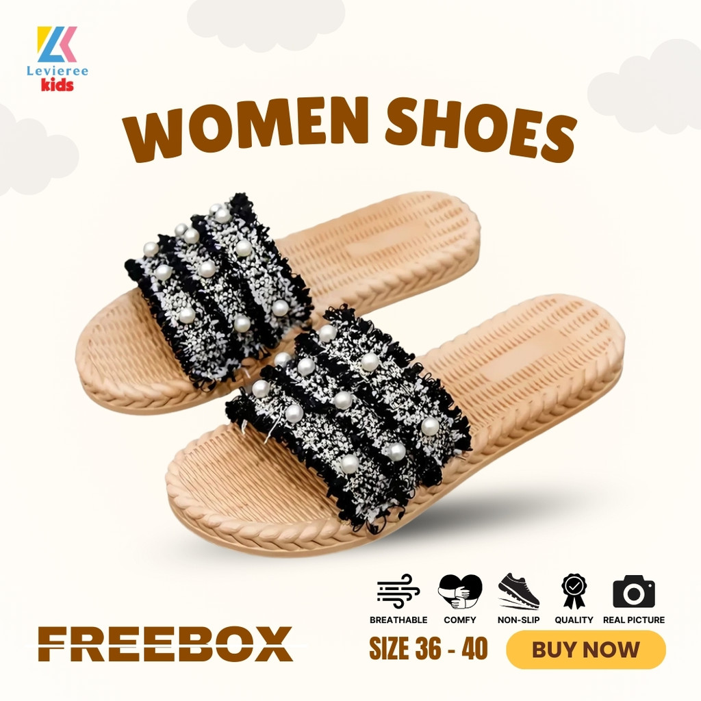 LVRkids Siyeon FREE BOX รองเท้าแตะส้นแบนผู้หญิงพร้อมพู่ TG0702