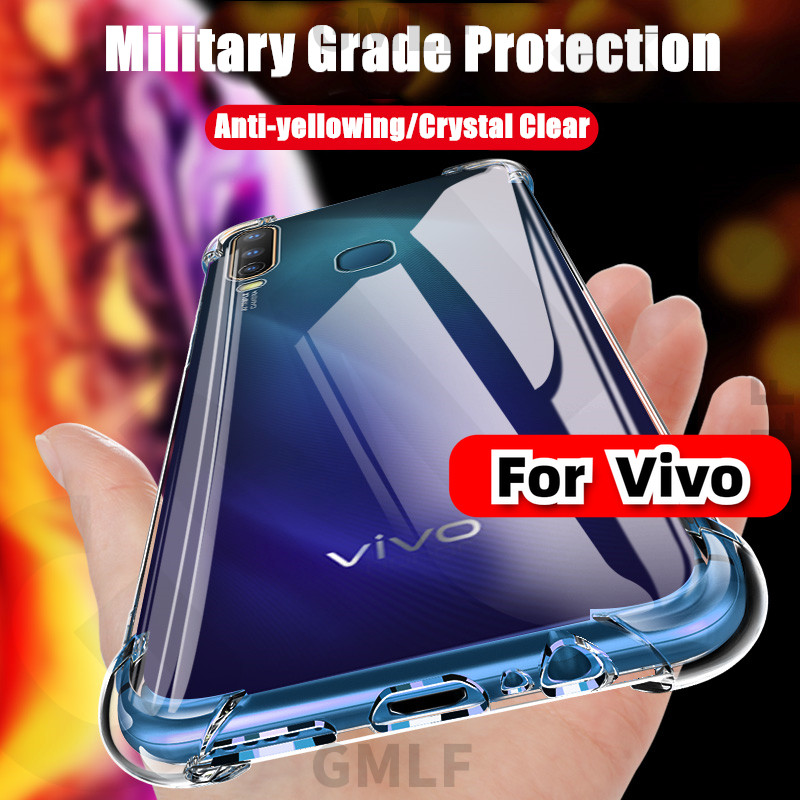 COD GMLF สําหรับ Vivo Y17 1901 1902 1916 ยืดหยุ่นยางนุ่มคริสตัลใส Slim ป้องกัน Jelly ฝาครอบเสริมกันกระแทกมุมกันชนโปร่งใสเคสโทรศัพท์