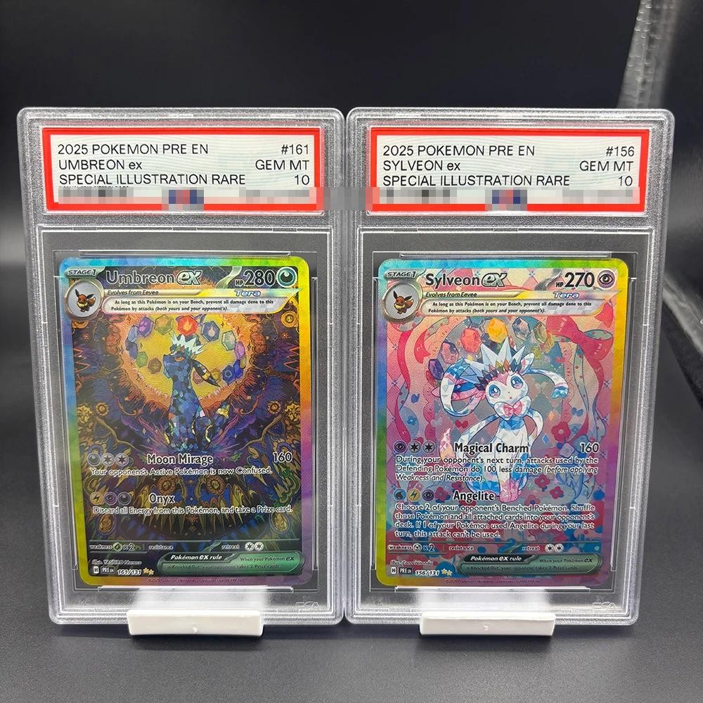 DIY PSA10 PTCG พิเศษ ILLUSTRAATION UMBREON SYLVEON ex คอลเลกชันการ์ด 10 จุด Rating Card อะนิเมะการ์ด