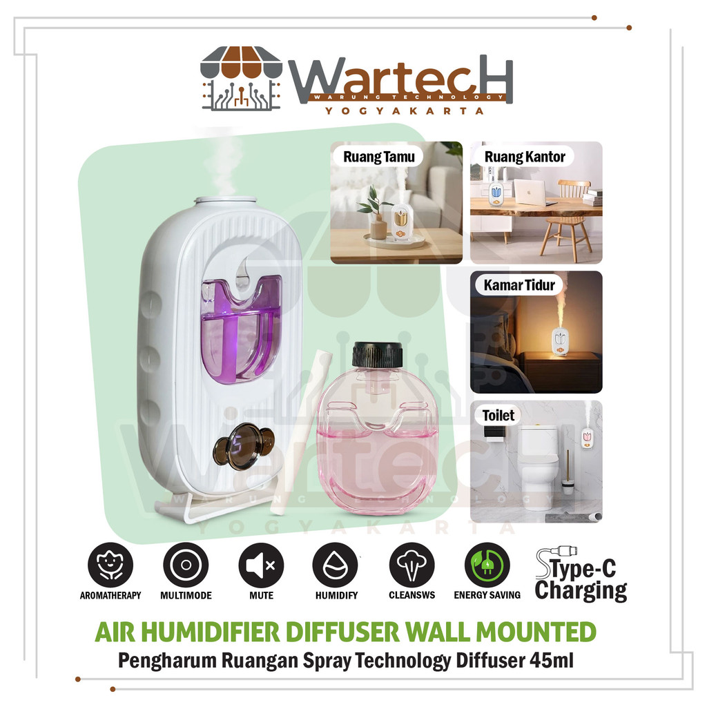 เครื่องทําความชื้น Diffuser Aromatherapy Air Freshener ติดผนัง 1500mAH - Wartech