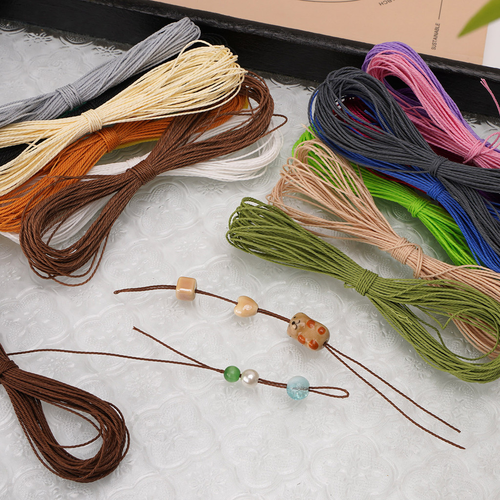 [10เมตร] 1มิลลิเมตรไต้หวันขี้ผึ้งเชือกด้ายขี้ผึ้ง3 สาระ ถักด้ายโพลีเอสเตอร์ ทําเอง ลูกปัดโซ่เชือก