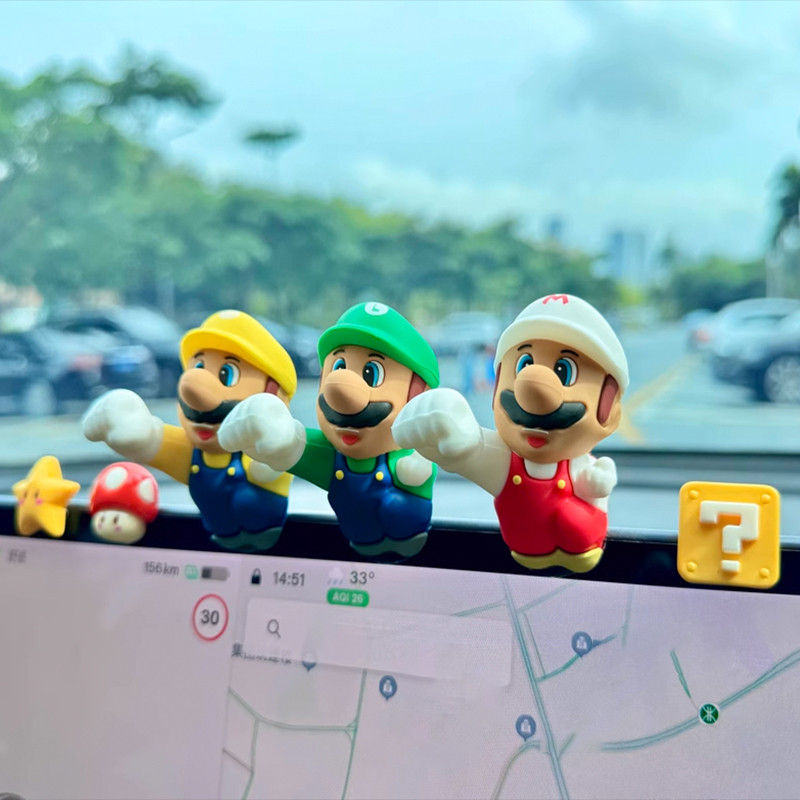 Super Mario Bros Action Figure ของเล่นตุ๊กตาเครื่องประดับรถยนต์ Auto ภายใน Dashboard ของเล่น