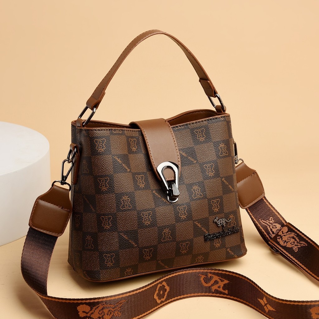 Retro ลายสก๊อตกระเป๋า High-End Texture กระเป๋าถือไหล่เดียวขนาดใหญ่ความจุ All-Match Messenger กระเป๋า