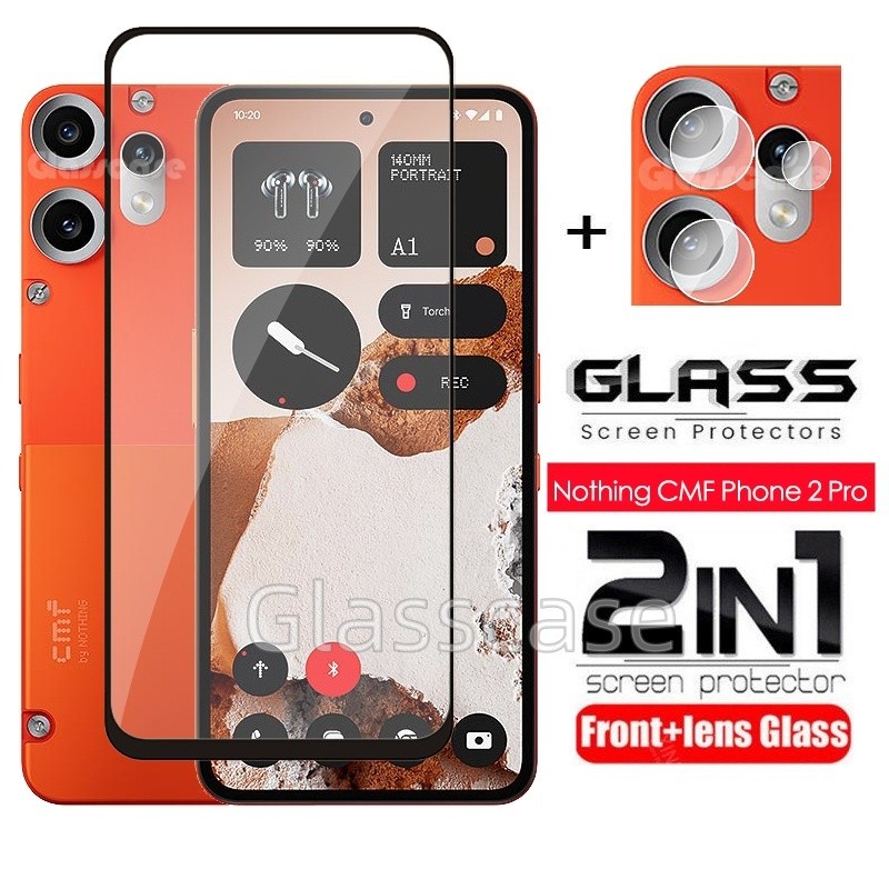 2 in 1 ป้องกันหน้าจอฟิล์มกระจกนิรภัยสําหรับ Nothing CMF โทรศัพท์ 2 1 Pro 2Pro Phone2Pro Phone1 CMFPhone2Pro A001 คลุมทั้งหมดฟิล์มด้านหน้าป้องกันหน้าจอกระจกกลับกล้องเลนส์ฟิล์ม