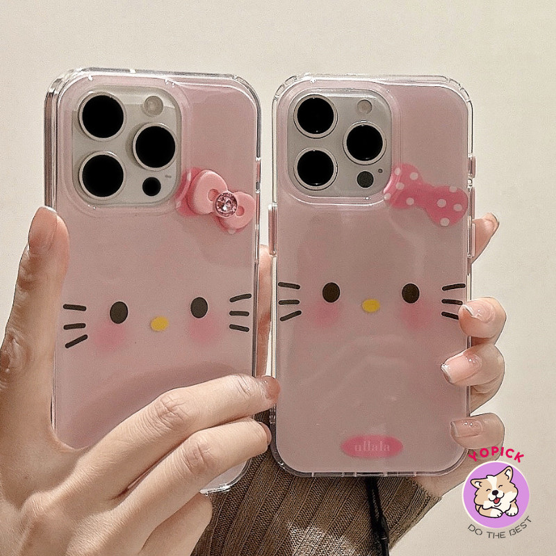 สีชมพู 3Dl bowtie expression เคสโทรศัพท์สําหรับ iPhone 11 12Pro 13 14Plus 15Pro Max 16Plus 16Pro XR XS Max 7 8Plus สุนัขโซ่สาวสร้างสรรค์ฝาครอบโทรศัพท์ BB