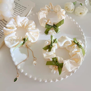 Fairy Lily of The Valley ดอกไม้เชือกผมผูกผมยางรัดหัวเชือก Scrunchies