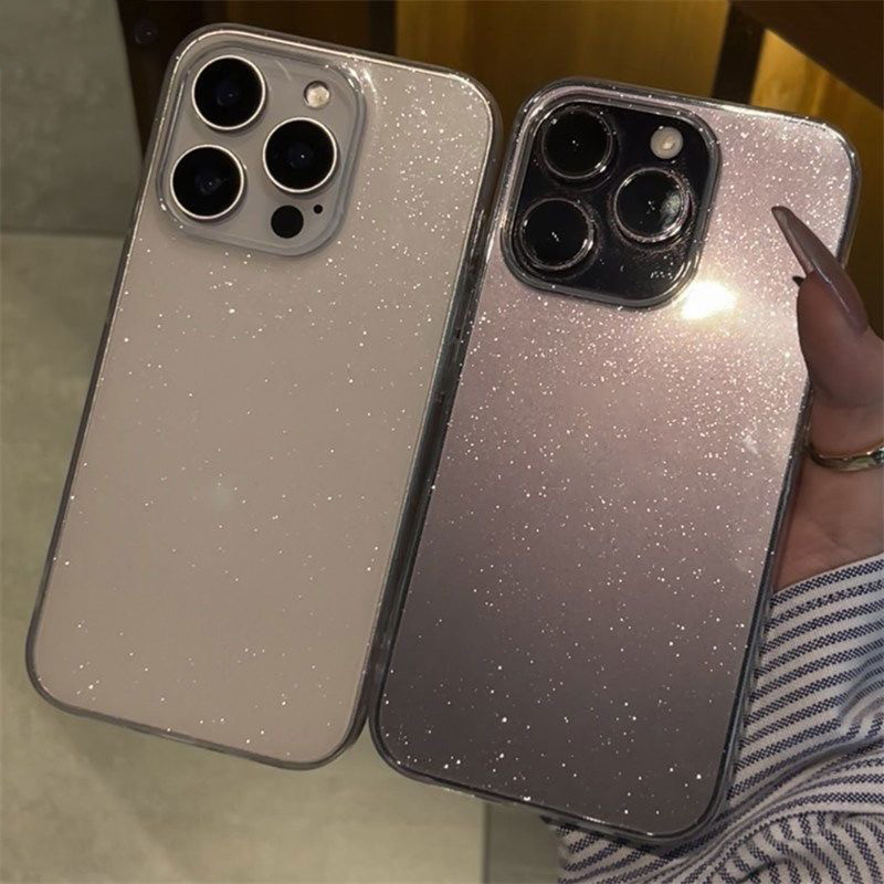 Well🔥ผงเพชรแผ่นโปร่งใส เทรนด์แฟชั่น เงางาม for iPhone16 11 12 13 15 14 15promax XR 12 13pro เคสเกาหลี 7P 8P XS MAX 11pro