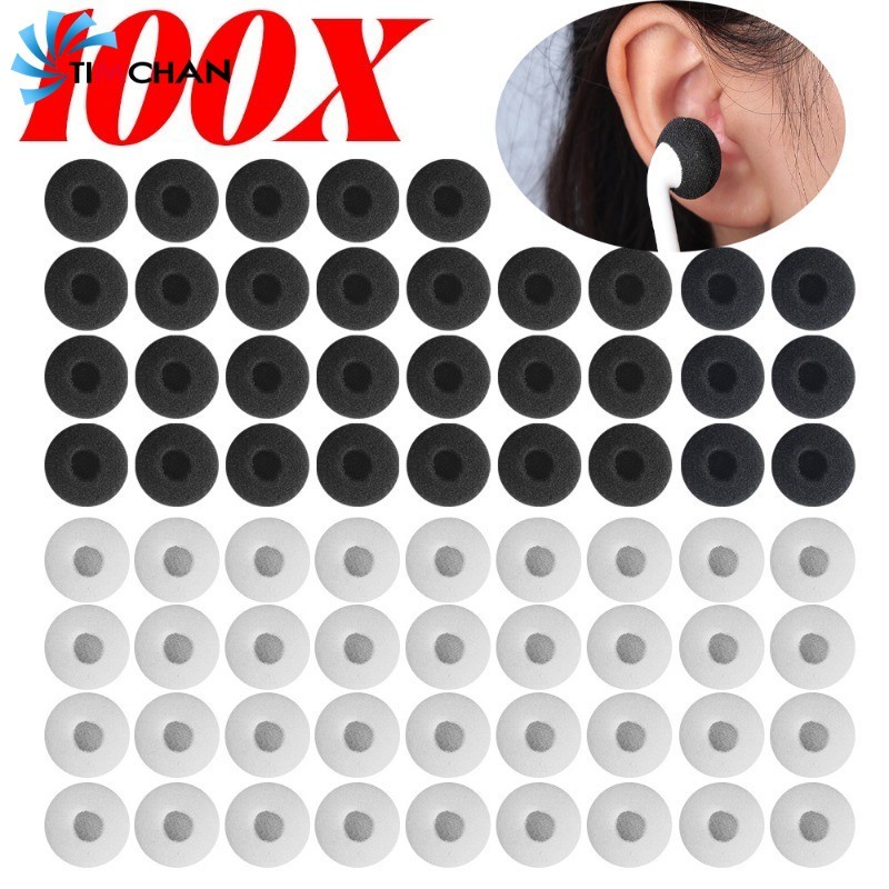 [AM3C]100 ชิ้น Universal Fit 18 มม.โฟมปลอกเอียร์บัด,หูฟังแยกเสียงรบกวนพร้อมเมมโมรี่โฟมแบบนุ่มสําหรับความสะดวกสบาย,สีดํา/สีขาว