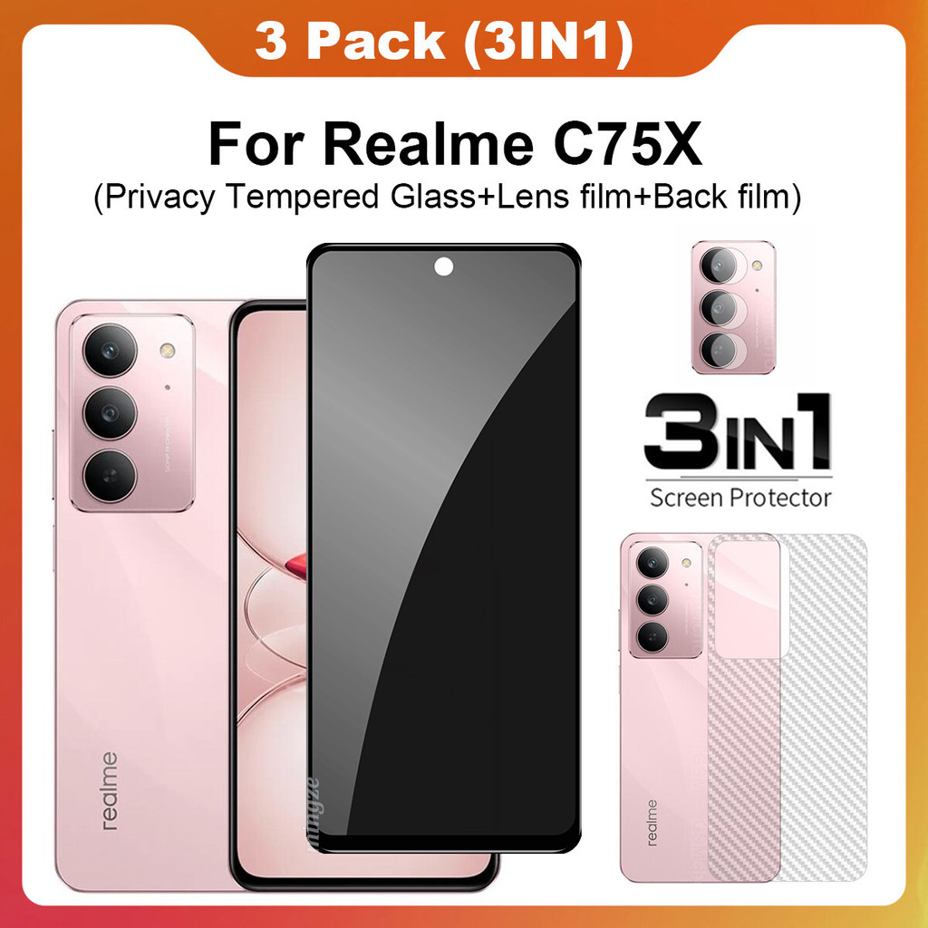 3in1 สําหรับRealme C75X Anti-Spyความเป็นส่วนตัวกระจกนิรภัยสําหรับRealme C75 เซรามิคฟิล์มนุ่มสําหรับR