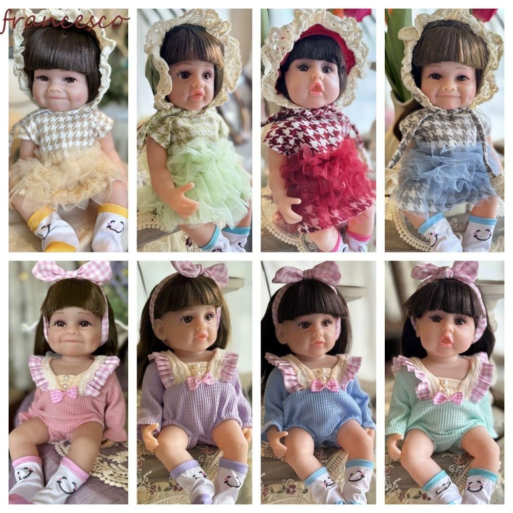 FRANCESCO ตุ๊กตาเด็กทารก Reborn, เคลื่อนย้ายได้แต่งตัวจําลองตุ๊กตาเด็ก, เต็มร่างกาย Kawaii ใบหน้าเหมือนจริงเสื้อผ้าที่มีสีสันทารกแรกเกิดตุ๊กตาเด็กของขวัญ