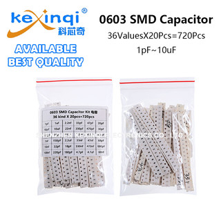 (720 ชิ้น) 0603 ตัวเก็บประจุ SMD ชุดสารพัน 36 ค่าX20PCS 1pF 10uF 4.7 6.8 10 22 33 47 100 220 470 680 pF nF uF DIY ชุด