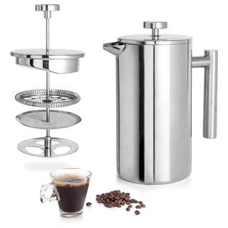 HomeNest French Press หม้อชงกาแฟ 304 กาชงกาแฟ เหยือกชงกาแฟ เครื่องชงชาสแตนเลส แก้วชงชา แก้วชงกาแฟ เครื่องชงชากาแฟสแตนเลส