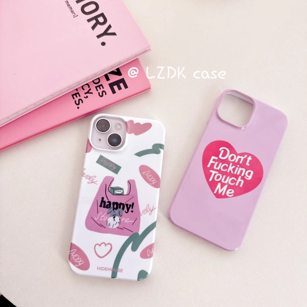 เคสโทรศัพท์รูปหัวใจสีชมพูสไตล์เกาหลี ใช้ได้กับ iPhone 12 14 Pro Max 16 Pro 11 13 Pro XS Max 14 Pro 15 Pro Max 16 Pro Max XR 13 Pro Max 7/8 Plus 12 Pro Max แบบครึ่งฝาแข็งกันรอย