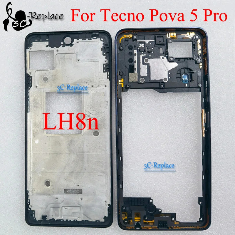 6.78 นิ้วสําหรับ Tecno Pova 5 Pro LH8n LH8 LCD Faceplate กรอบด้านหน้ากรอบกลางแบตเตอรี่ฝาหลังเปลี่ยนป