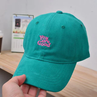 หมวกเบสบอลหญิง สไตล์เกาหลี ✨ ผ้าฝ้ายนุ่ม ปักตัวอักษรอังกฤษ You are good | ปรับขนาดได้ | สีกรีนอินเทรนด์ 2024 หมวกแก๊บ