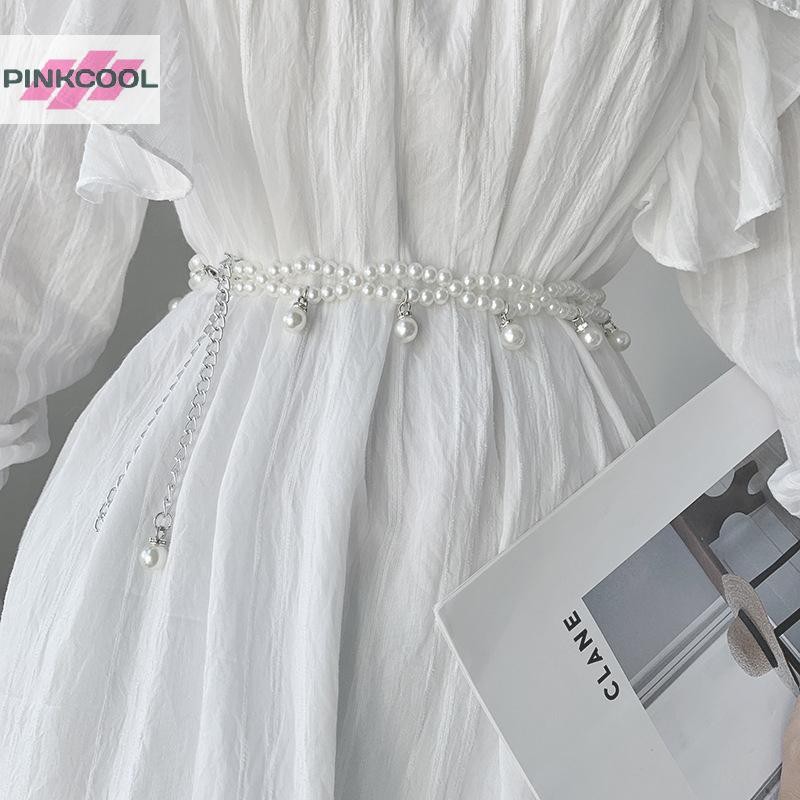 PINKCOOL ฤดูร้อนเสื้อผ้าอุปกรณ์เสริม sel เข็มขัดมุกเทียมสําหรับผู้หญิงรูปแบบวินเทจ Belly Dance เอวชุดอุปกรณ์เสริม HOT