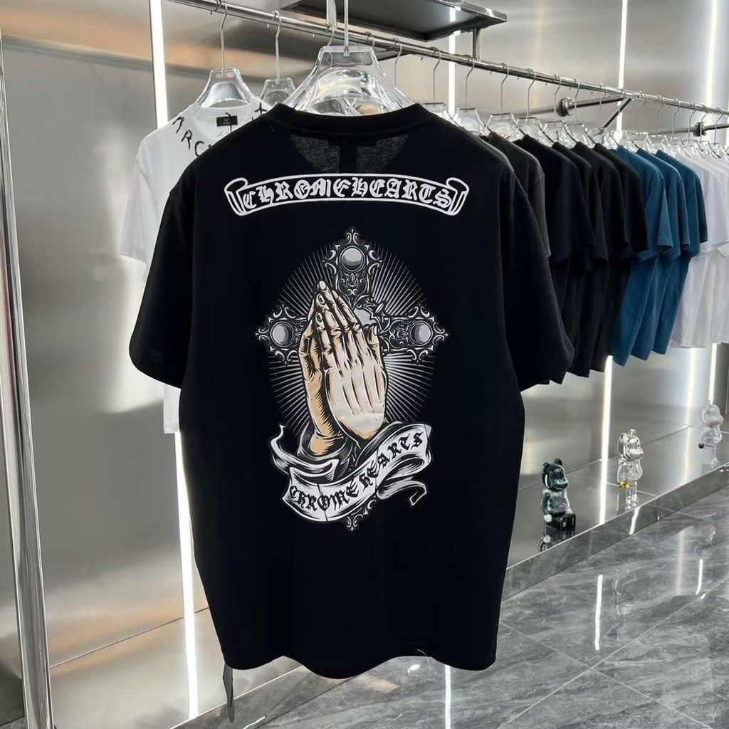 Chrome Heart สันสกฤตพิมพ์ลายข้าม - การออกแบบแฟชั่นผ้าฝ้ายคอกลมพิมพ์เสื้อยืด Unisex - ขนาด S-5XL