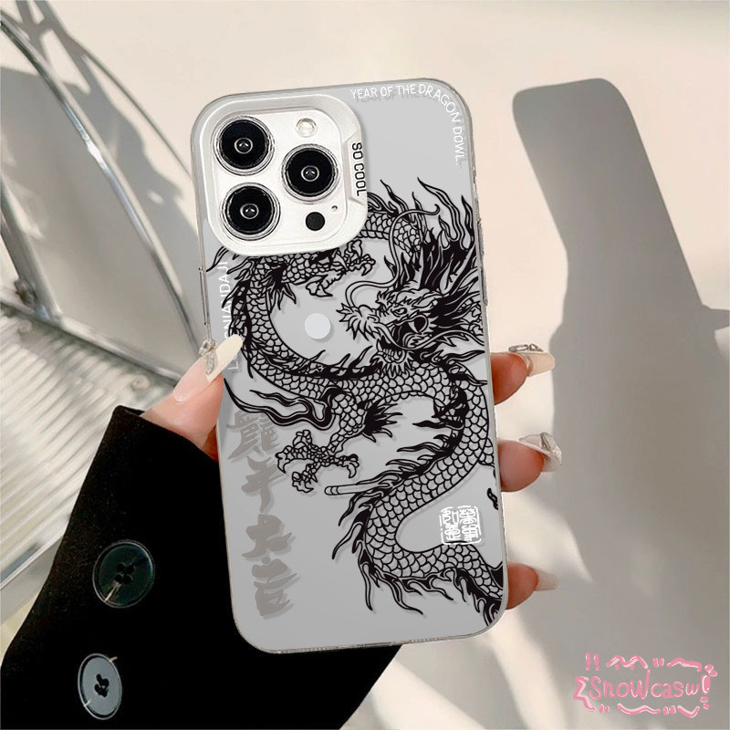 เคส Realme C35 C25 C51s C55 C67 C15 C33 C51 C12 C53 C21 C3 7i C30 5i C20 5 C11 C17 Note 50 แบรนด์อินเทรนด์เย็นมังกรยาวคู - รูปที่ 2