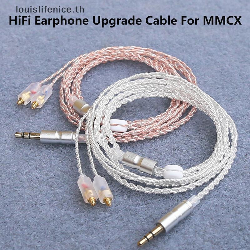 LNTH HiFi หูฟังอัพเกรดสาย MMCX 3.5 มม.1.2 ม.สายชุบเงินสําหรับ IE200/IE300/IE600/IE900/ N5005/N30 ร้อ