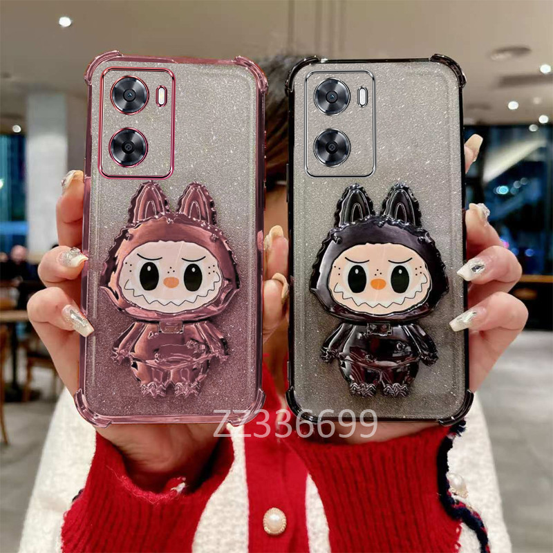 ปลอก OPPO A57 4G 2022 A77S A57E A57S A77 เคสโทรศัพท์สําหรับผู้ถือซิลิโคนสี่มุมป้องกัน labubu ใส