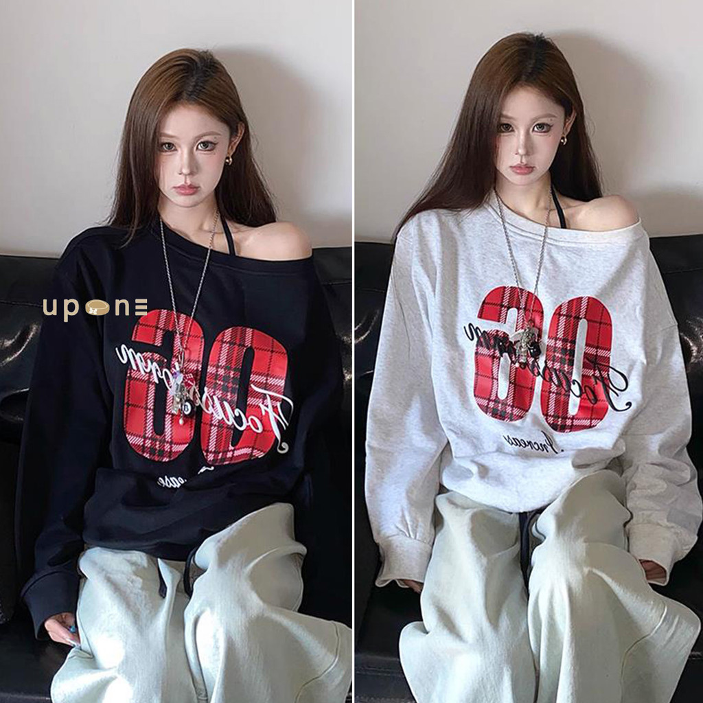 เสื้อสเวตเตอร์คอปาดหนึ่งไหล่ สไตล์เกาหลี ปล่อยไหล่ สวยเก๋
