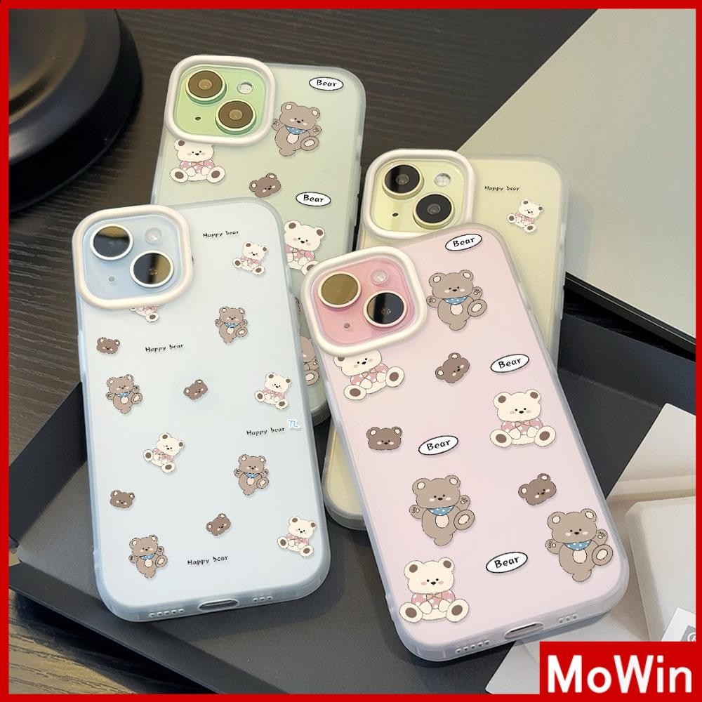 Movin - เคสใส iPhone16 11 Pro Max iPhone เคส TPU นิ่มป้องกันรอยนิ้วมือแบบด้าน หมีโบว์สีสันสดใสน่ารักม Compatible With iPhone15 Pro max iPhone14 13 12 Pro max XS XR 7 8 Plus