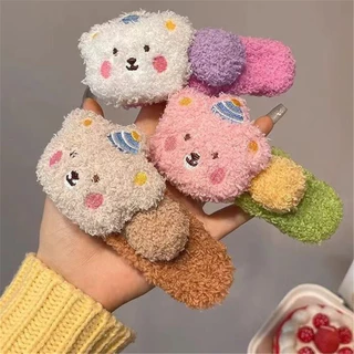 Snow Bear กิ๊บติดผมตุ๊กตาน่ารักสําหรับผู้หญิงด้านหลังศีรษะคลิปขนาดใหญ่ Headwear Duckbill คลิป
