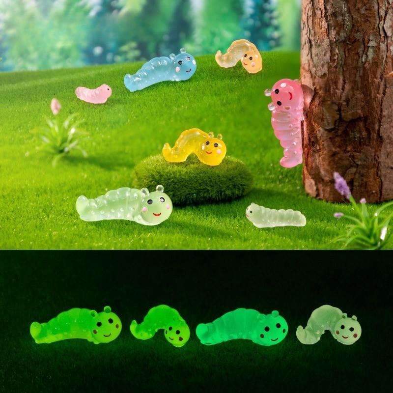 ภูมิทัศน์ขนาดเล็ก creative luminous caterpillar ทําสวน succulent DIY ภูมิทัศน์อุปกรณ์ตกแต่ง