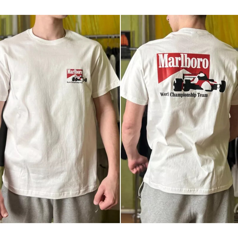 Mclaren Marl Boro White Big Logo Racing Mens T Shirt