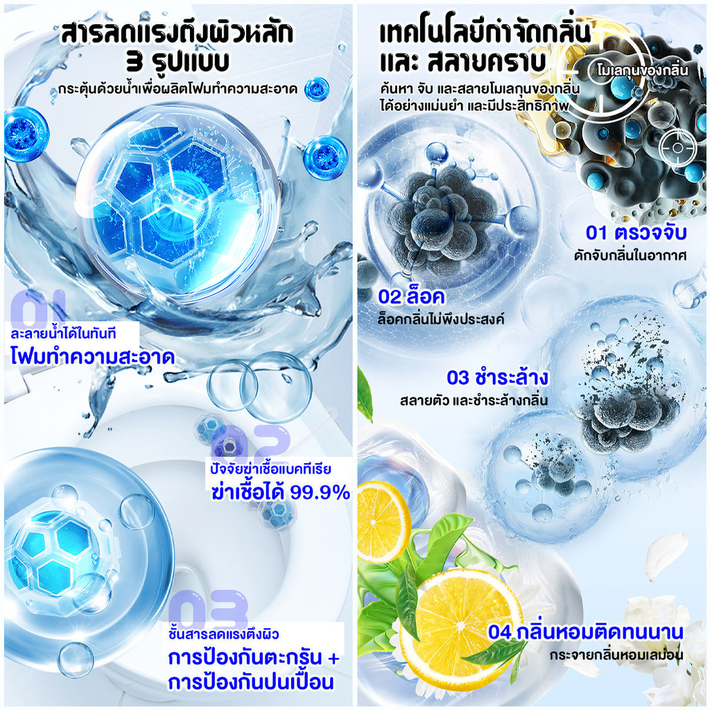 ลูกบอลดับกลิ่นชักโครก อุปกรณ์ดับกลิ่นในห้องน้ำ เครื่องมือดับกลิ่นชักโครก แบบโฟม  ดับกลิ่นห้องน้ํา แบบแขวน - รูปที่ 2