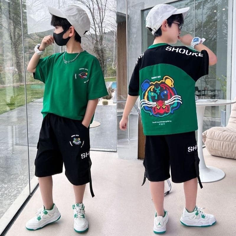 ชุดเด็กผู้ชาย ชุดเด็กโตชาย เซ็ท2ชิ้น เสื้อ+กางเกง ผ้าคอตตอนทั้งชุด สำหรับเด็กชายML806