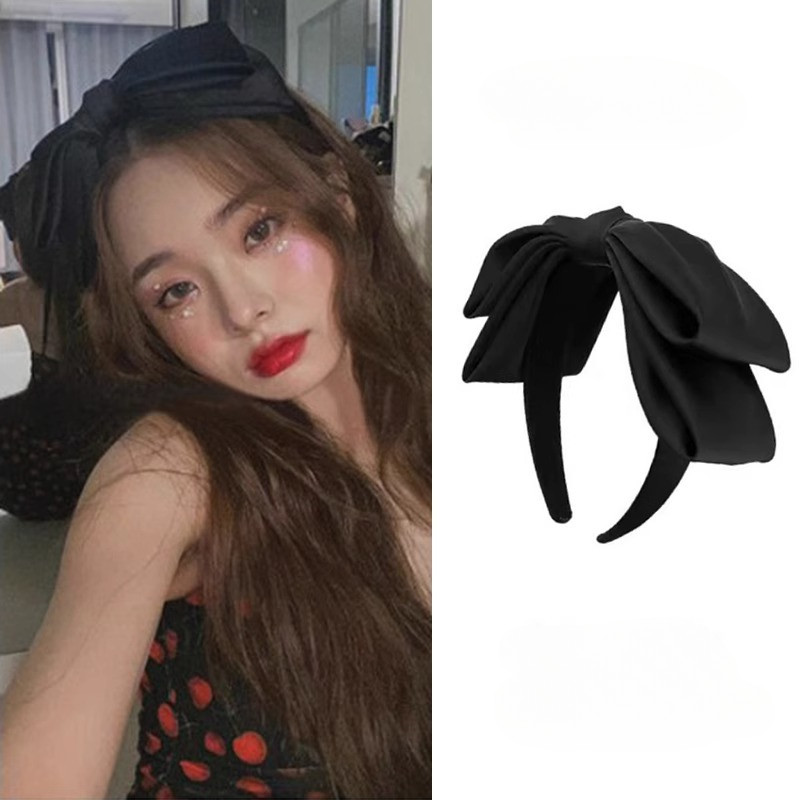 2024 ที่คาดผมโบว์ใหญ่สองชั้นหญิงที่คาดผมหัวกะโหลกสูงออกนอกบ้าน