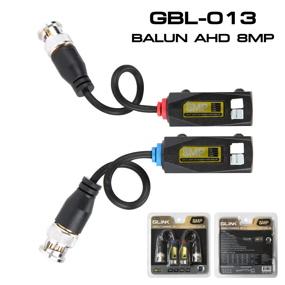 ✅มาตรฐาน GLINK GBL-013 บาลัน Balun HD-CVI/TVI/AHD/CVBS 8MP สำหรับใช้งานกับกล้องวงจรปิด