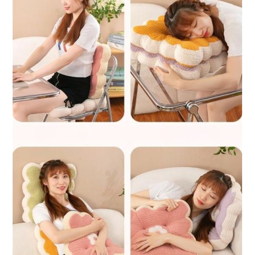 เบาะรองนั่ง เบาะรองนั่งเก้าอี้ ใช้พิงหลังได้ ลวดลายดอกไม้ หนานุ่มนั่งสบาย 40x40cm - รูปที่ 6