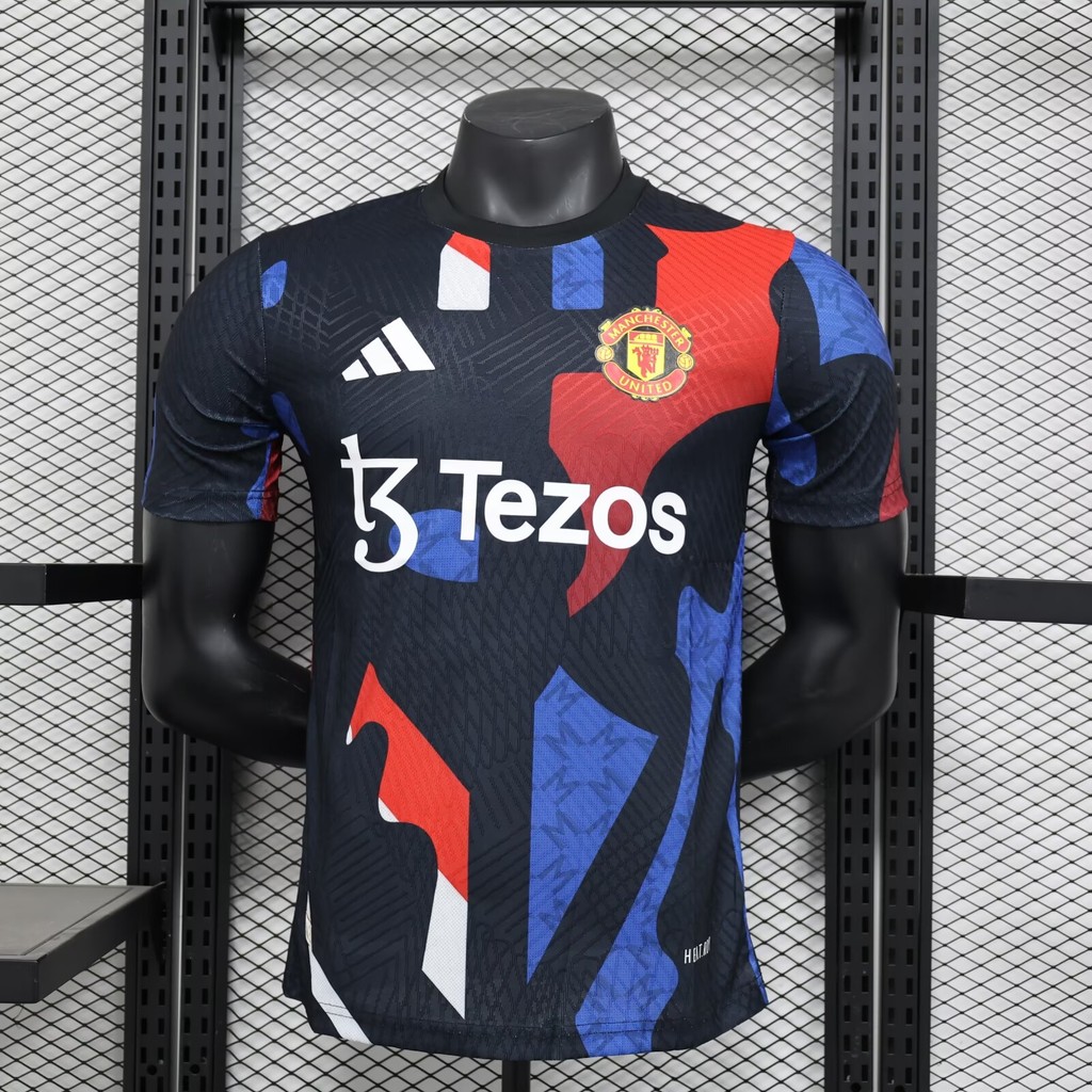 Player edition 2425 Manchester United League pre ชุดฝึกซ้อมสีฟุตบอลกีฬาเสื้อยืดแขนสั้น AAA +