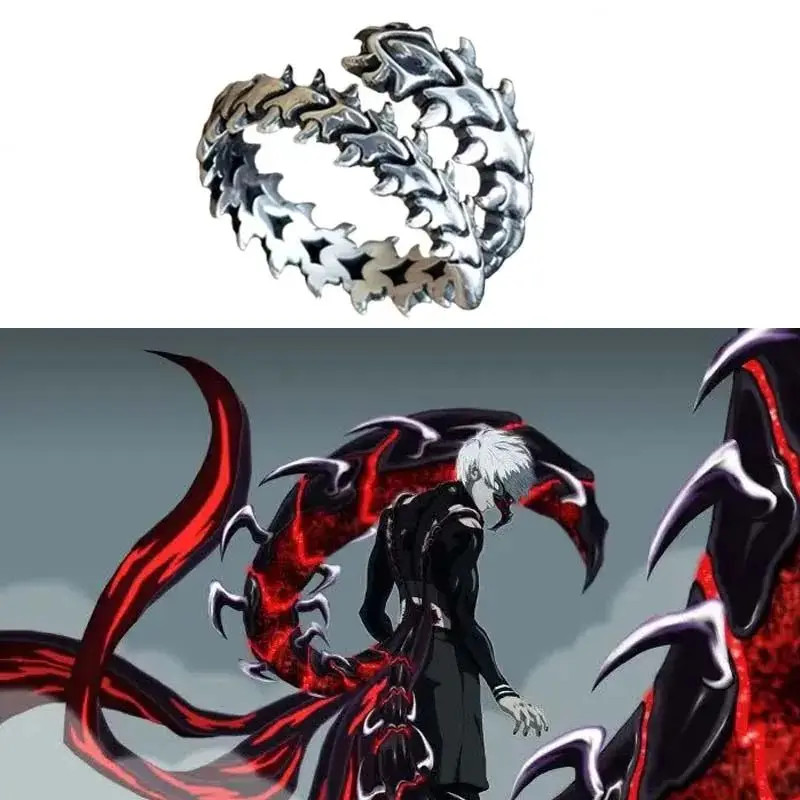 อะนิเมะ Tokyo Ghoul แหวน Kaneki Ken คอสเพลย์เปิดปรับได้ Unisex Punk เครื่องประดับของขวัญ Prop อุปกรณ์เสริม