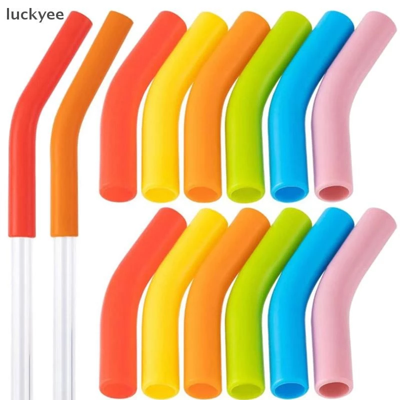 Luckyee 6 ชิ้น/เซ็ตซิลิโคนอ่อนฟางครอบคลุมหลอดเคล็ดลับครอบคลุม Fit สําหรับ 9 มม.กว้างสแตนเลสหัวฉีดหลอด TQ