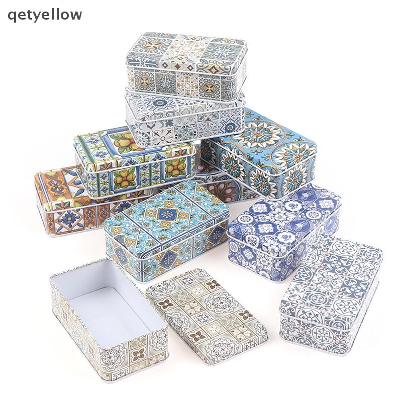 Qetyellow 11.5*6.5*4 ซม.ขวดสี่เหลี่ยมผืนผ้าเหล็กดีบุก Pill ของขวัญเหรียญกล่องเครื่องประดับบ้าน TH
