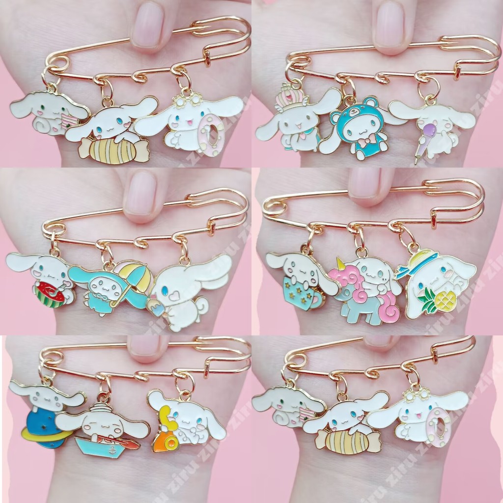 การ์ตูน Cinnamoroll เข็มกลัดเด็กอบเชยโลหะ Lapel Pins เข็มกลัดสุนัขสีขาวของขวัญทําด้วยมือต้นฉบับสําหรับเด็ก