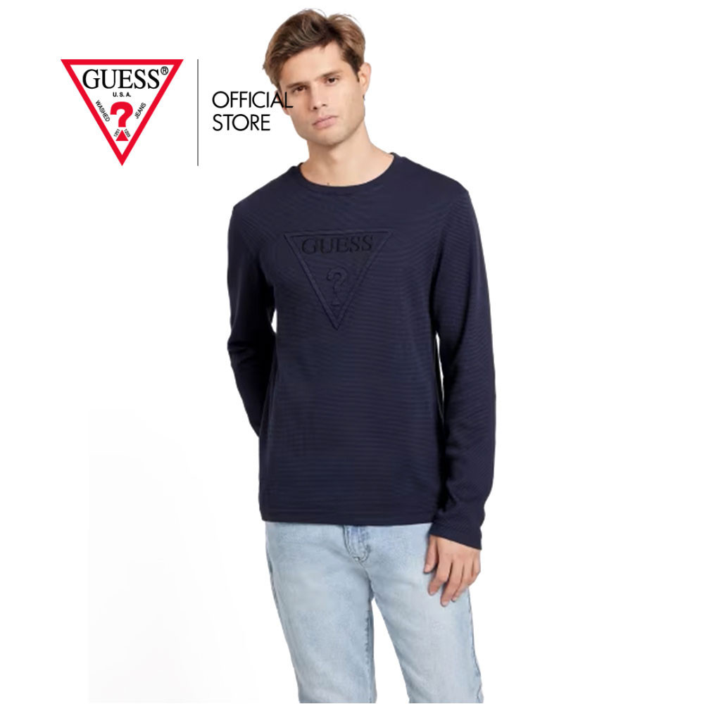 GUESS เสื้อยืดแขนยาวผู้ชาย รุ่น X2RP11KAE00 สีฟ้า