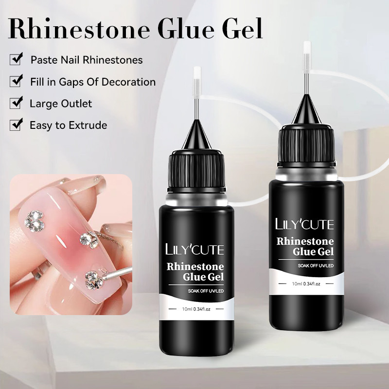 Lillycute เล็บ Rhinestone กาวเจลเล็บกาว Super Strong กาวที่แม่นยําสําหรับเล็บ Charms Rhinestones ลูกปัดดอกไม้