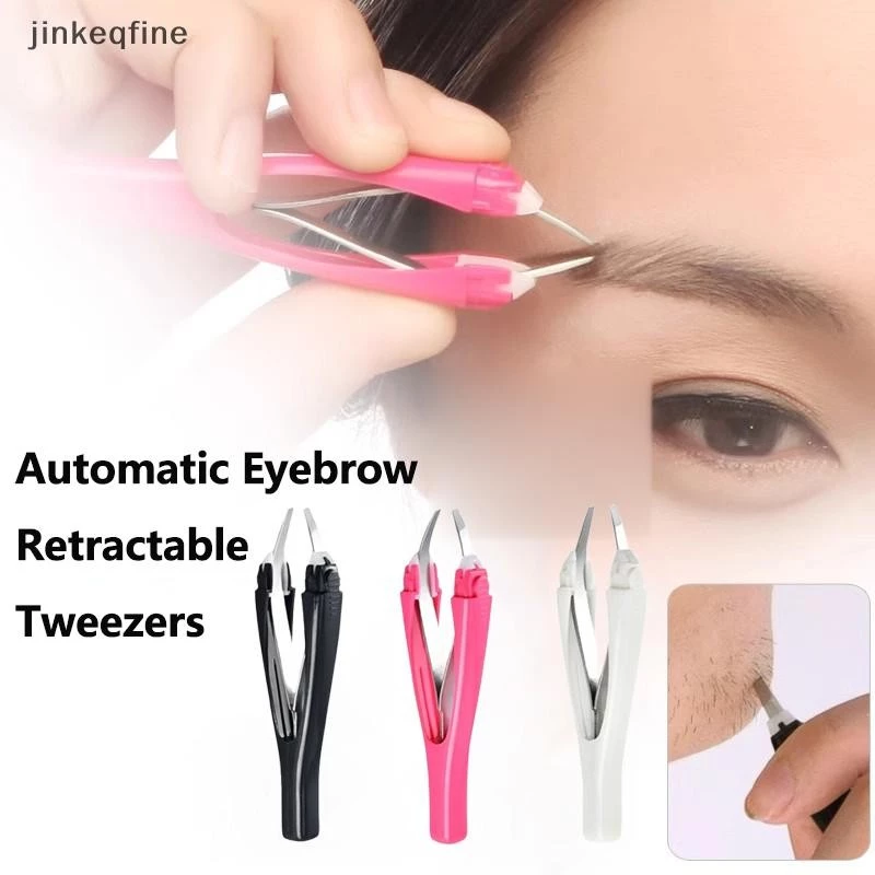 KTH Eyebrow Tweezer อัตโนมัติ Retratable Face Hair Beard Removal สแตนเลส Anti Rust Beauty Hair Puller เครื่องมือแต่งหน้าร้อน
