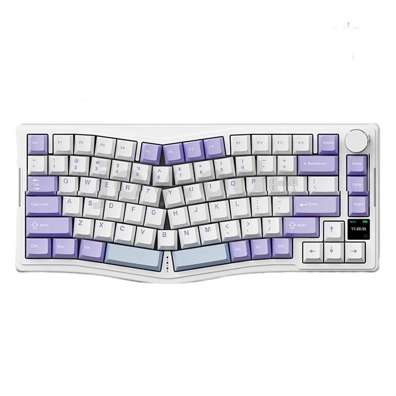 Ajazz AKS075 82 คีย์คีย์บอร์ดไร้สายพร้อมหน้าจอสี 0.85 นิ้วและปุ่มปรับระดับเสียงสามโหมด Hot-swappable